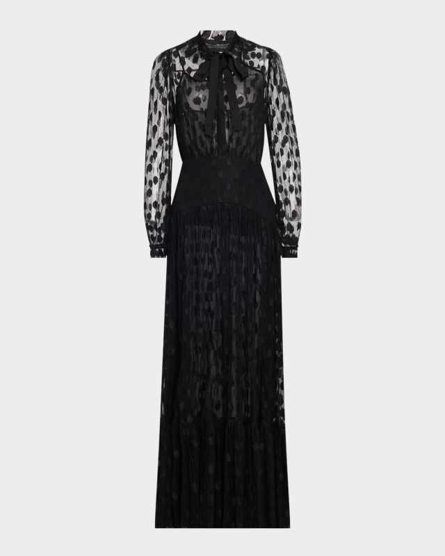 Carla Polka Dot Lace Long-Sleeve Dress